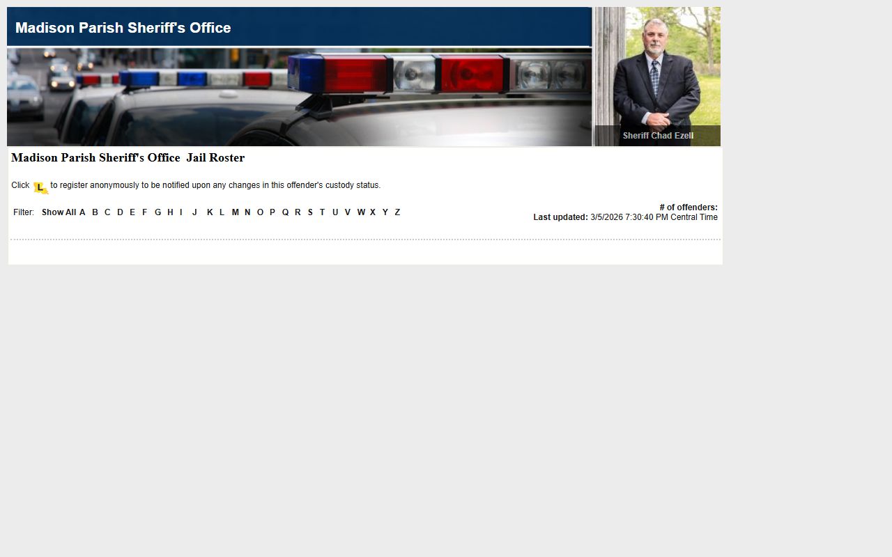 Madison Parish released inmates VINE roster