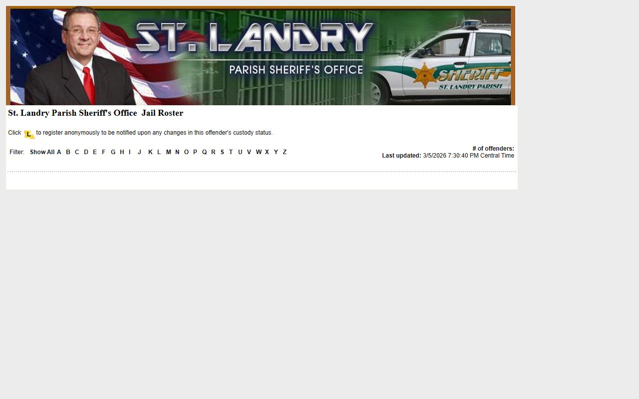 St. Landry Parish released inmates roster search