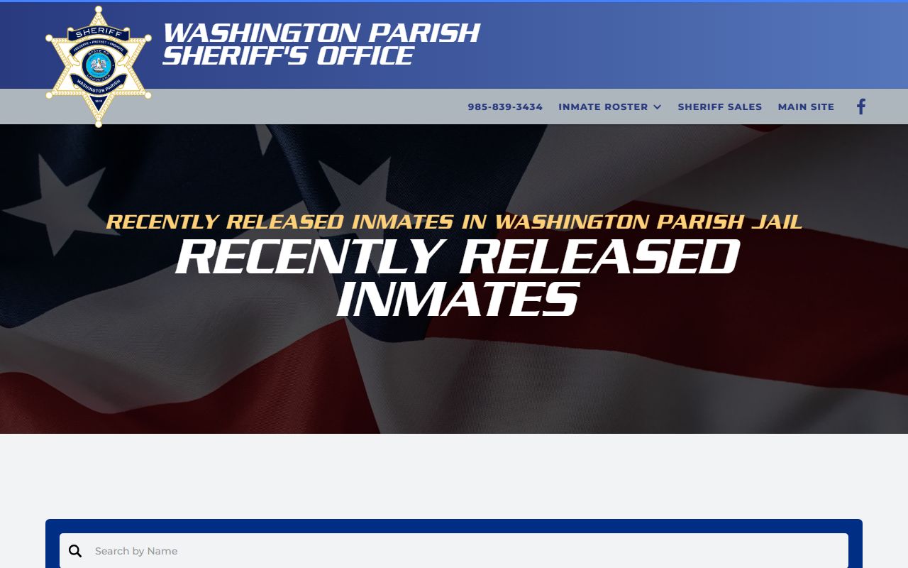 Washington Parish released inmates roster page showing recent releases