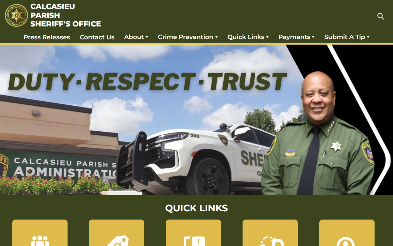 Calcasieu Parish Sheriff Office website for released inmates records