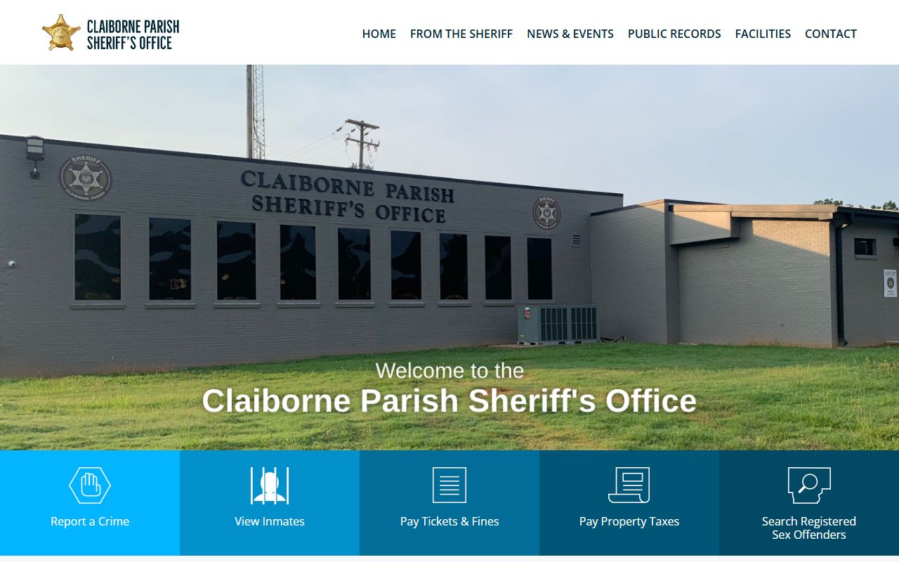 Claiborne Parish Sheriff Office website for released inmates records