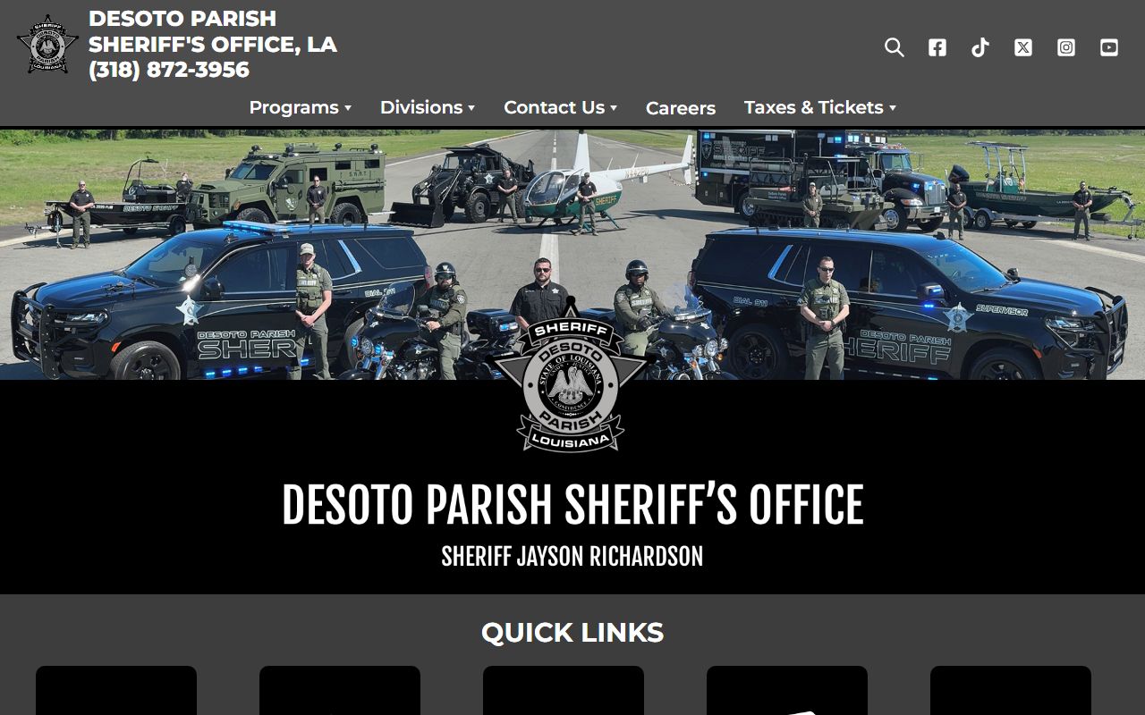 DeSoto Parish Sheriff Office website for released inmates lookup