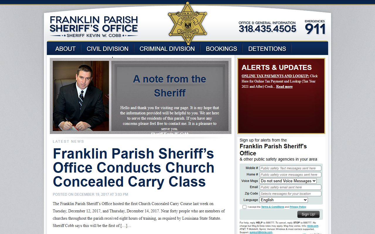 Franklin Parish released inmates sheriff's office homepage
