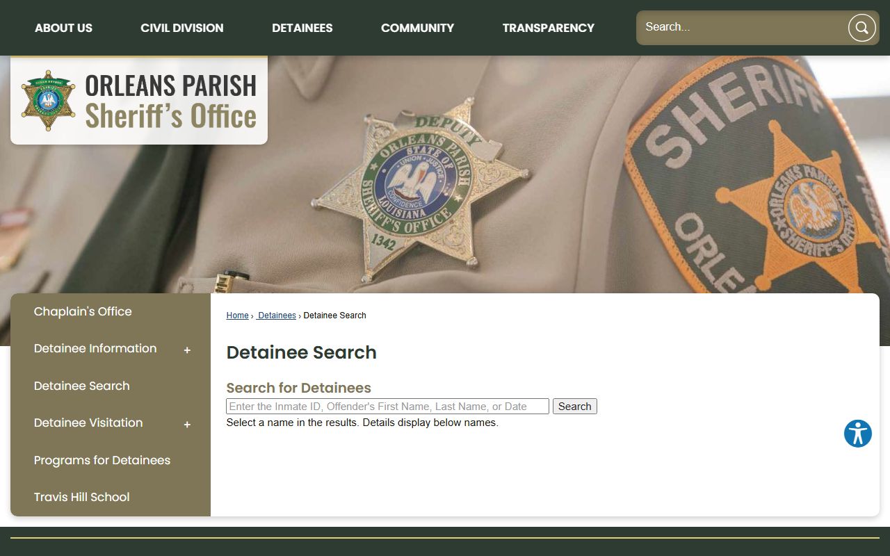 New Orleans released inmates detainee search